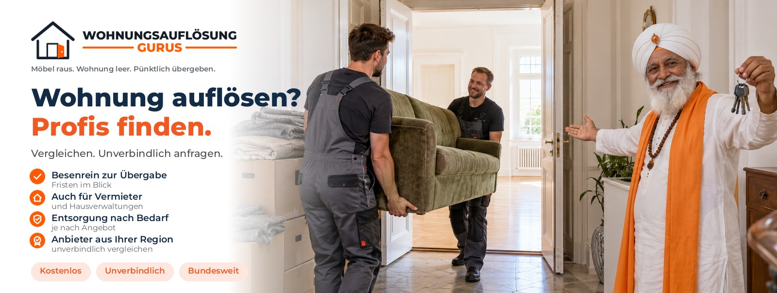 Wohnungsauflösung-Gurus — passende Fachbetriebe für die Wohnungsauflösung finden und vergleichen